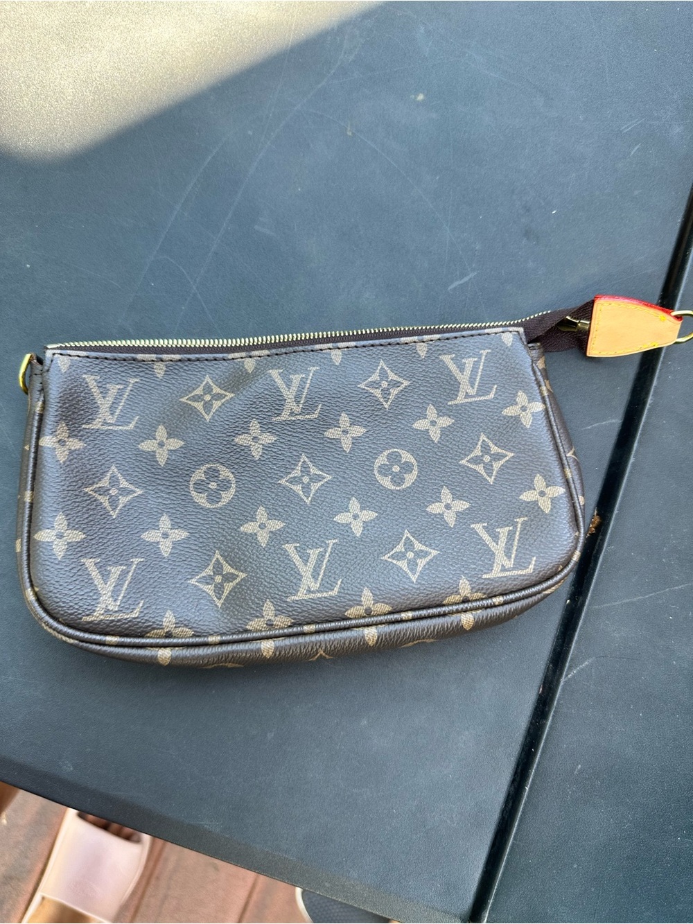 Louis Vuitton Brown Canvas Interior Wristlet with Gold Hardware